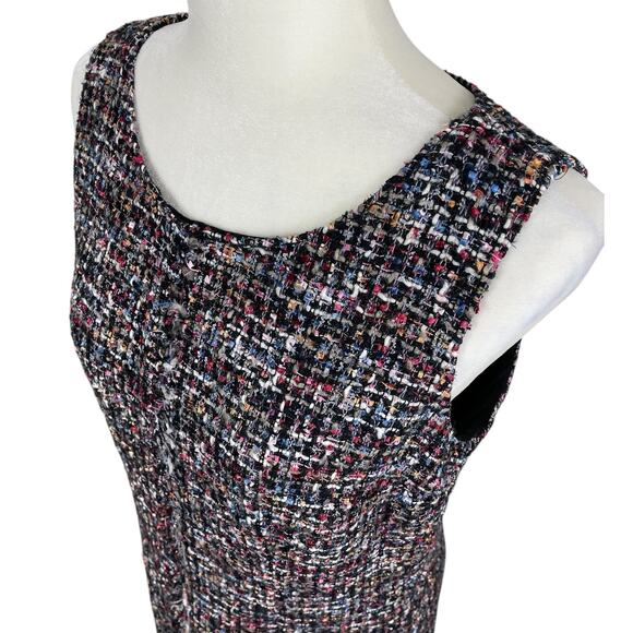 Talbots Tweed Sleeveless Sheath Dress Fringe Metallic Classic Career Multi Sz 8 - Picture 5 of 14